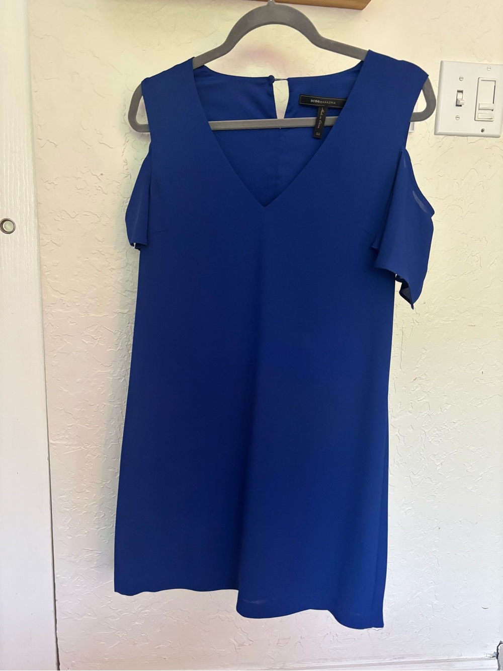 BGBG Maxazria Royal Blue Cold-Shoulder V-Neck Dress